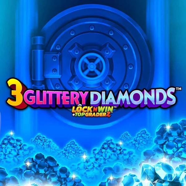 3 Glittery Diamonds slot logo by PearFiction Studios at Betrepublic Casino